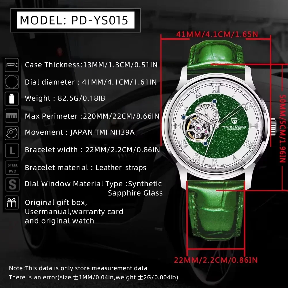 2024New Pagani Design Fashion Tourbillon Automatic Mechanical Men NH39 Watch Stainless Steel Sapphire Waterproof reloj hombre