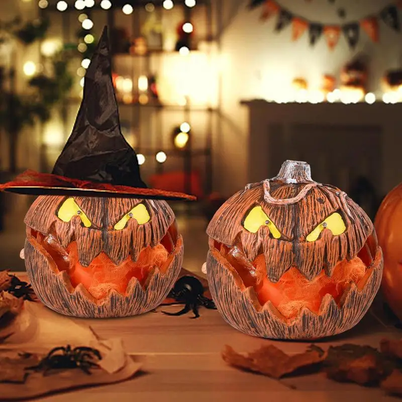 Halloween Led Pumpkin Lantern With Creepy Sound Pumpkin Figurine Lantern Outdoor Pumpkin Decoration with eerie sound effect ﻿