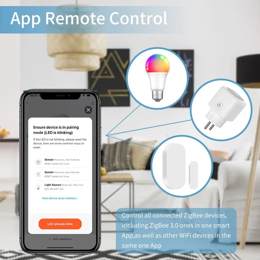 Wireless Multi-mode Smart Gateway ZigBee Bluetooth Mesh Hub Work with Tuya Smart Life App Voice Control via Alexa Google Home
