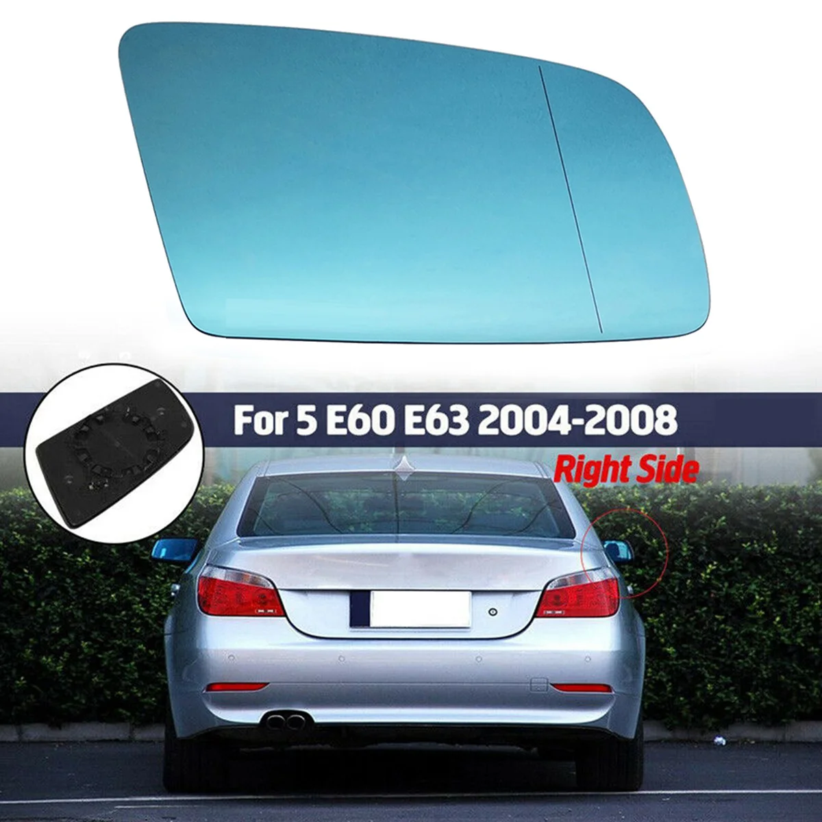 Right Door Wing Side Mirror Gl  Heated with Backing Plate for -Bmw 5 Series E60 E61 E63 E64 2003-2010 51167251650