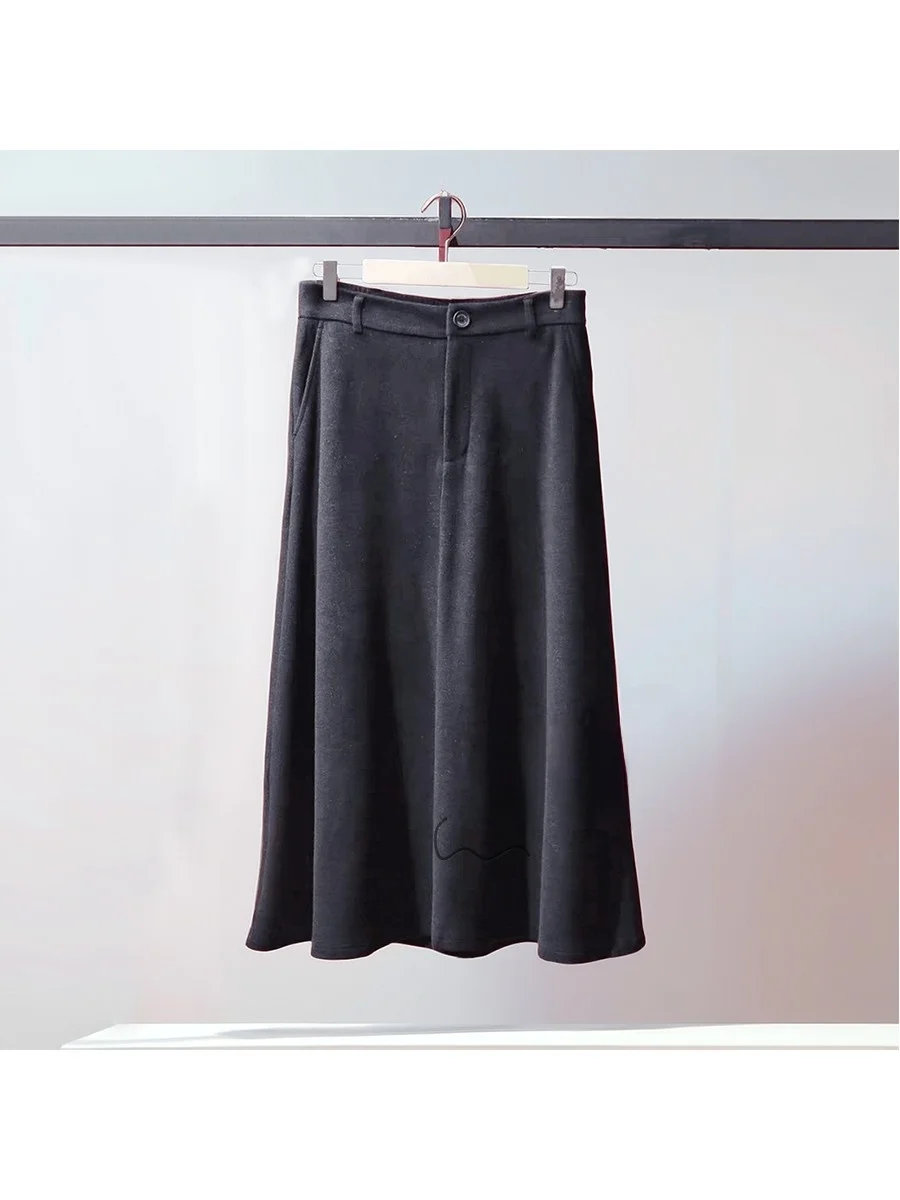 

Модная юбка А-силуэта миди свободного кроя с завышенной талией, стройнящая, универсальная, в повседневном стиле, женская, осенняя коллекция 2025