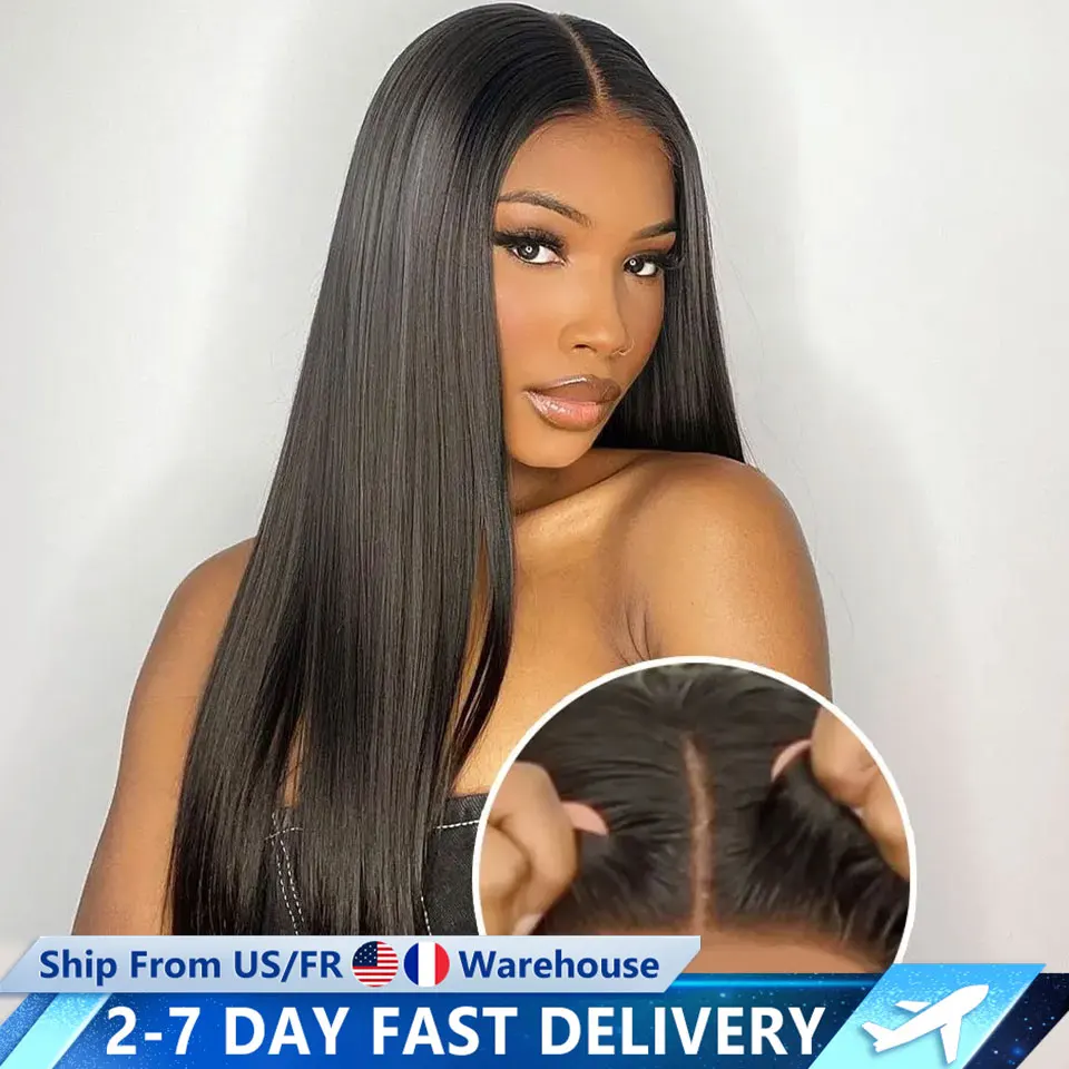 Glueless Wig Human Hair 6X4 5X5 Pre Cut Lace Closure Human Hair Wigs Brazilian Ready To Wear Straight Lace Wig Human Hair 180%