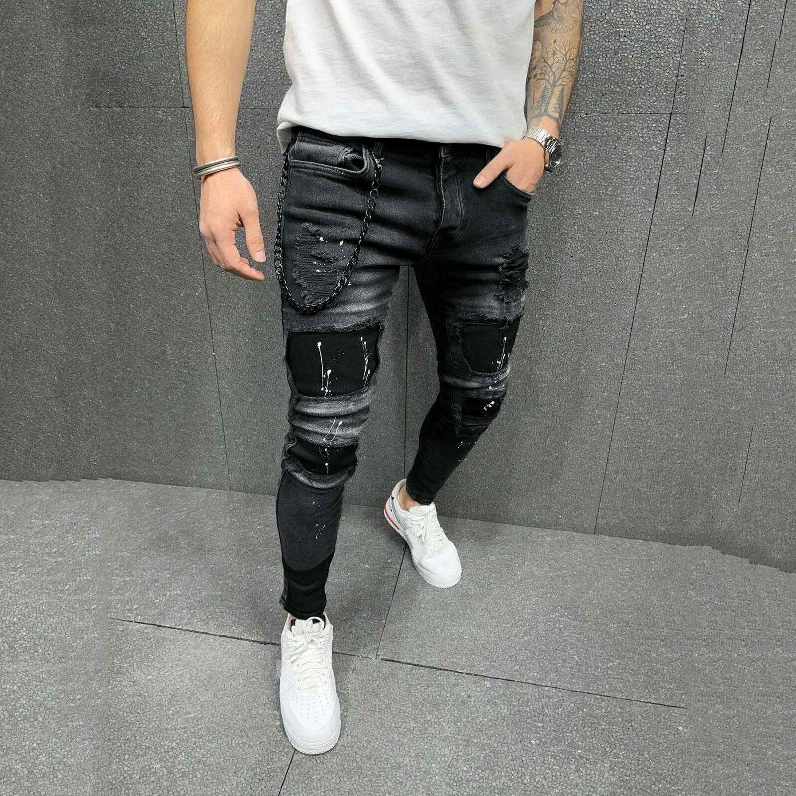 Denim Pants Male Fashion Blue Cargo Pants Menshold Casual Solid Slim Fit Simple Jeans Pants Street Hip Hop Work Trousers 2024