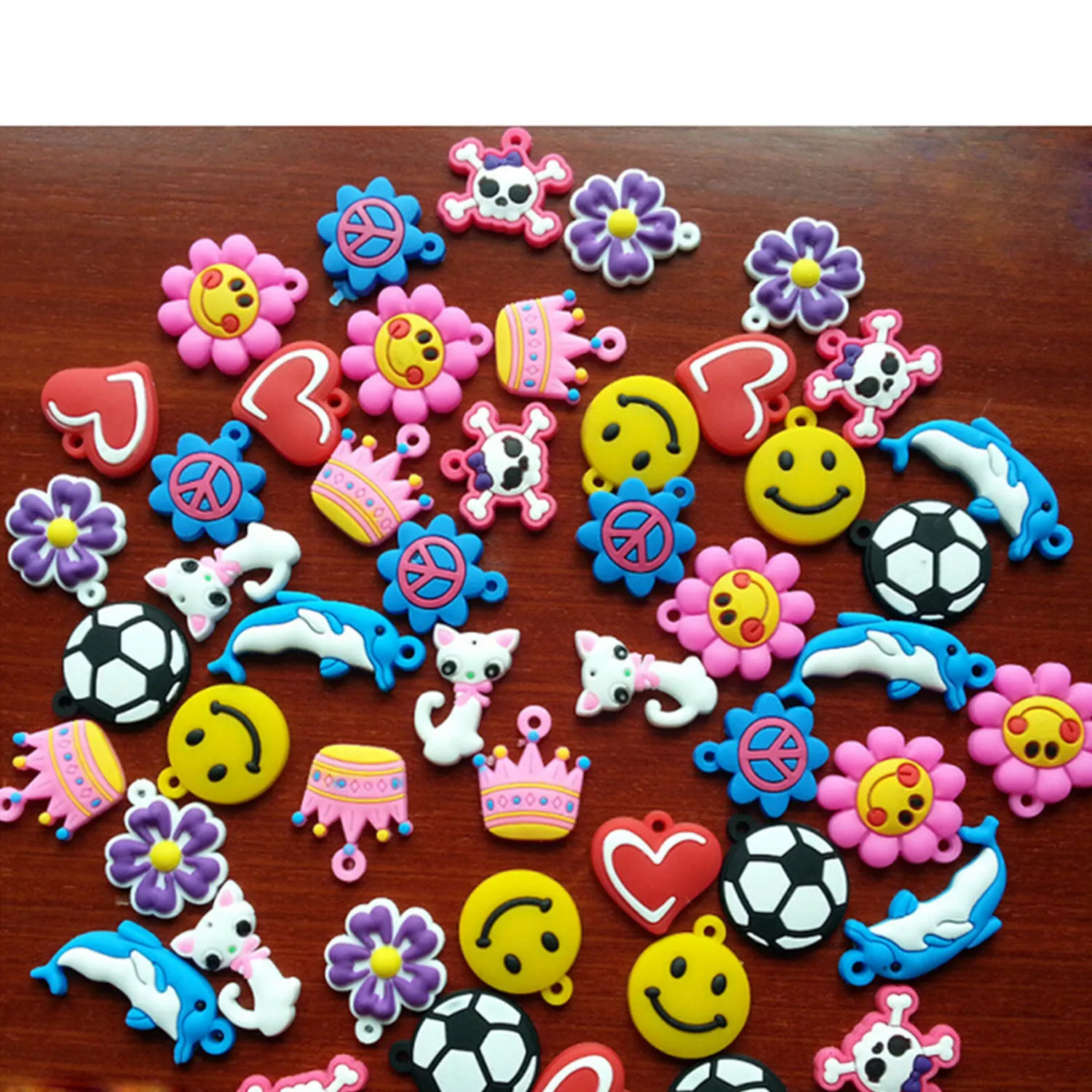 30PCS DIY Colorful Loom Rubber Bands Bracelets Jewelry Making Accessories for Kids Girls Charms Pendants Animal Flower Beads Toy