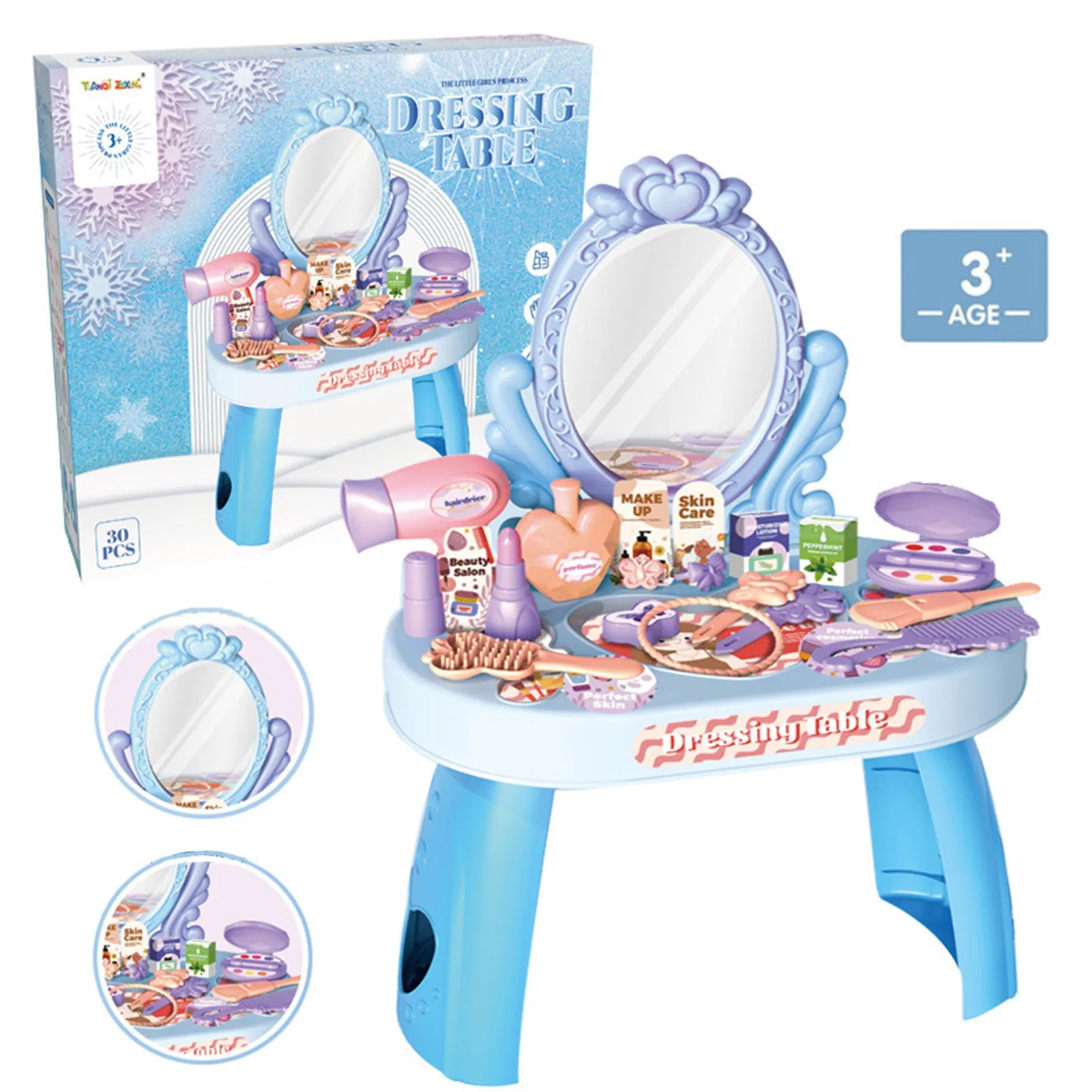 Kids Beauty Salon Toy Set Girls Salon Hair Stylist Pretend Makeup Kit Includes Kids Hair Dryer Comb Makeup Bag