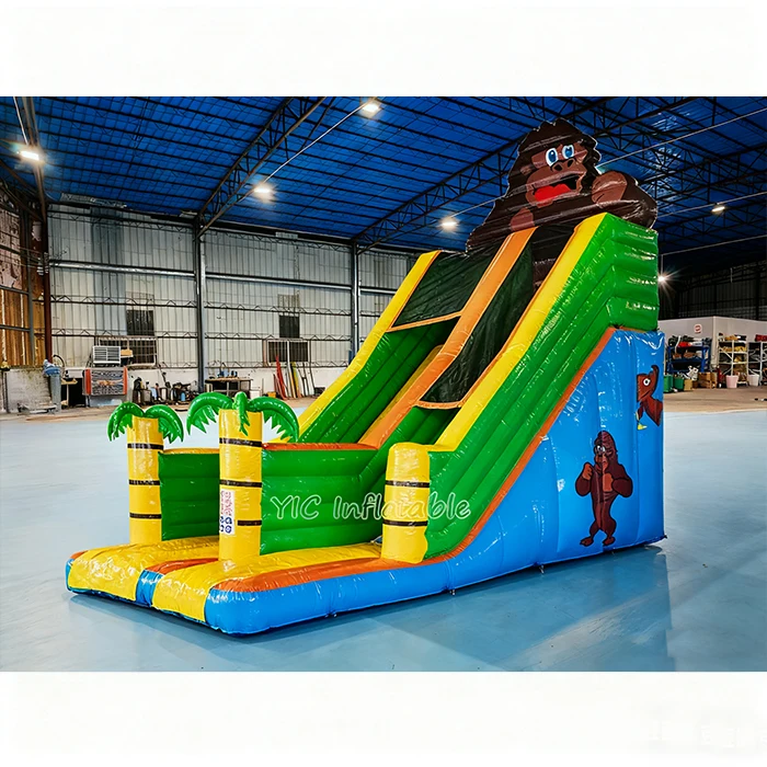 Commercial Palmtree Gorilla Inflatable Wet Dry Slide Inflatable Bounce House Dry Slide Giant Bouncy Castle Slide For Kids