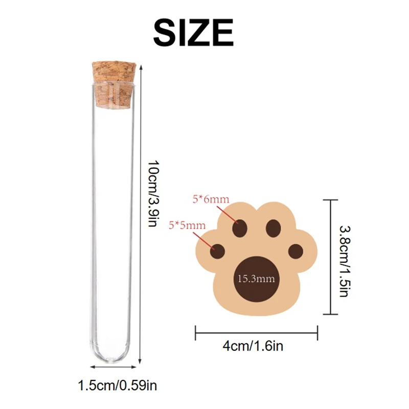 جرة شعيرات القطط مزهرية أنبوب اختبار زجاجي صغير لحامل شعيرات القطط مجموعة هدايا تذكارية أنيقة لمحبي الحيوانات الأليفة