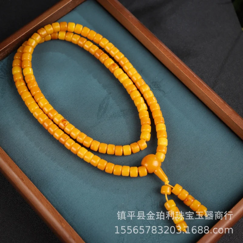 

Trendy Live Streaming Supply Traffic Attracting Gift Amber Beeswax108Buddha Bead Pendant Bracelet Sweater Necklace Unisex Neck J