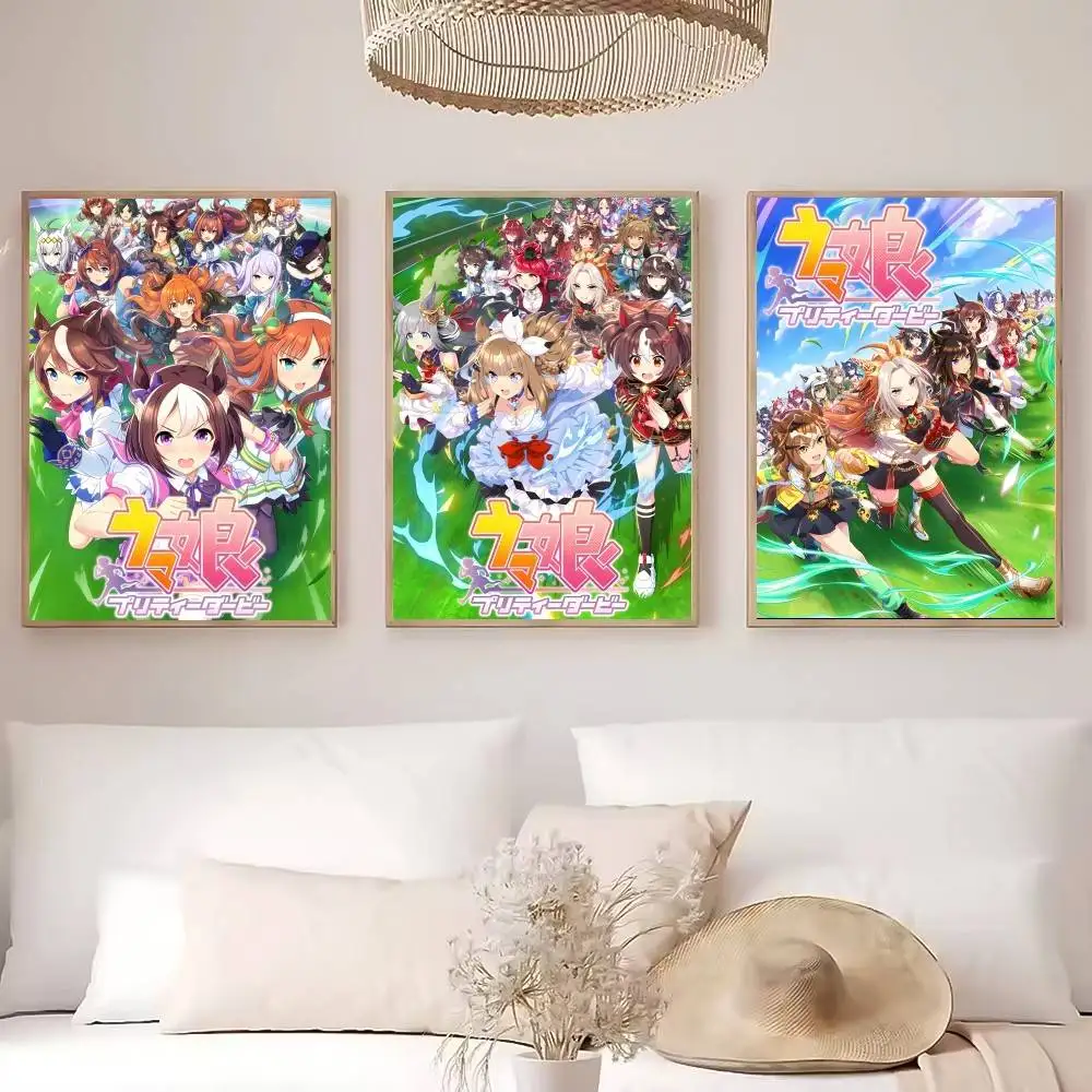 أنيمي لعبة فيديو U-Uma Musume جميلة ديربي ملصق جودة عالية النوم غرفة المعيشة الجمالية الجدار الديكور اللوحة ملصقات هدية