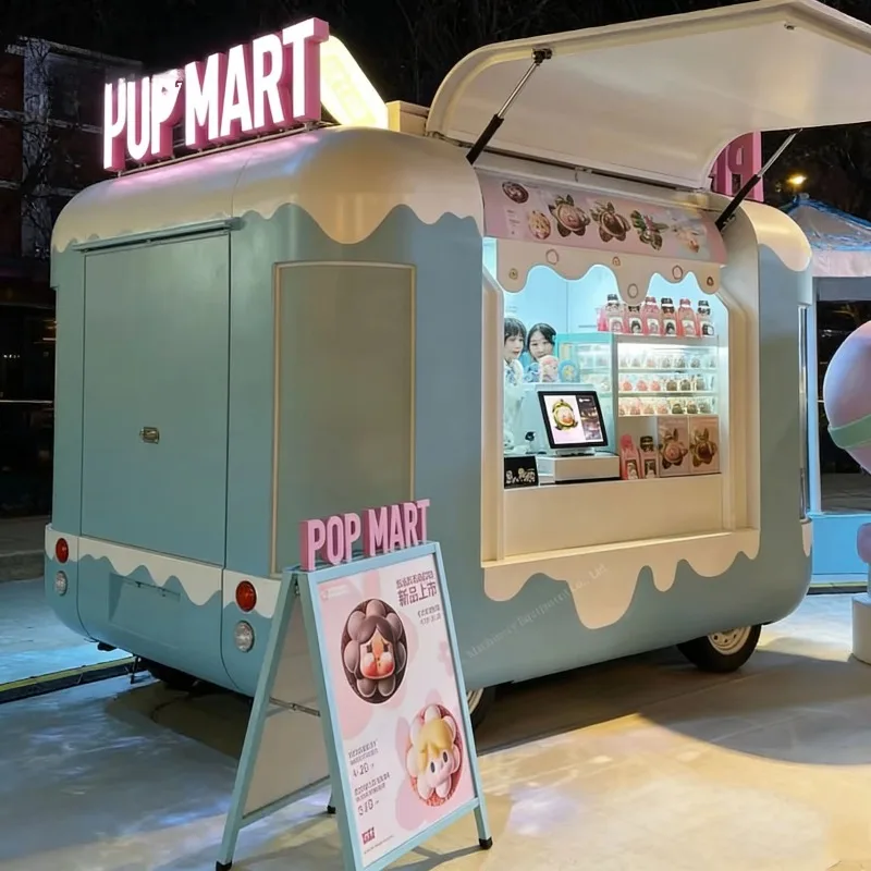New Product Fast Food Truck Container Food Kiosk Outdoor Street Barbecue with Full Kitchen Equipments Customizable Size & Color