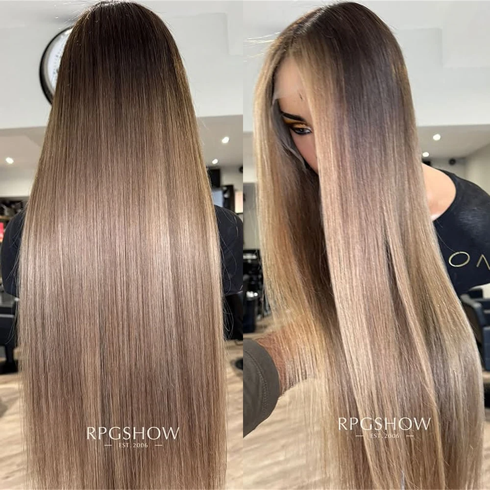 

Супердлинный парик брюнетка с коричневыми прядями и балаяжем, HD-парик с кружевной передней частью, предварительно выщипанные пряди, естественная линия роста волос, синтетическое волосо