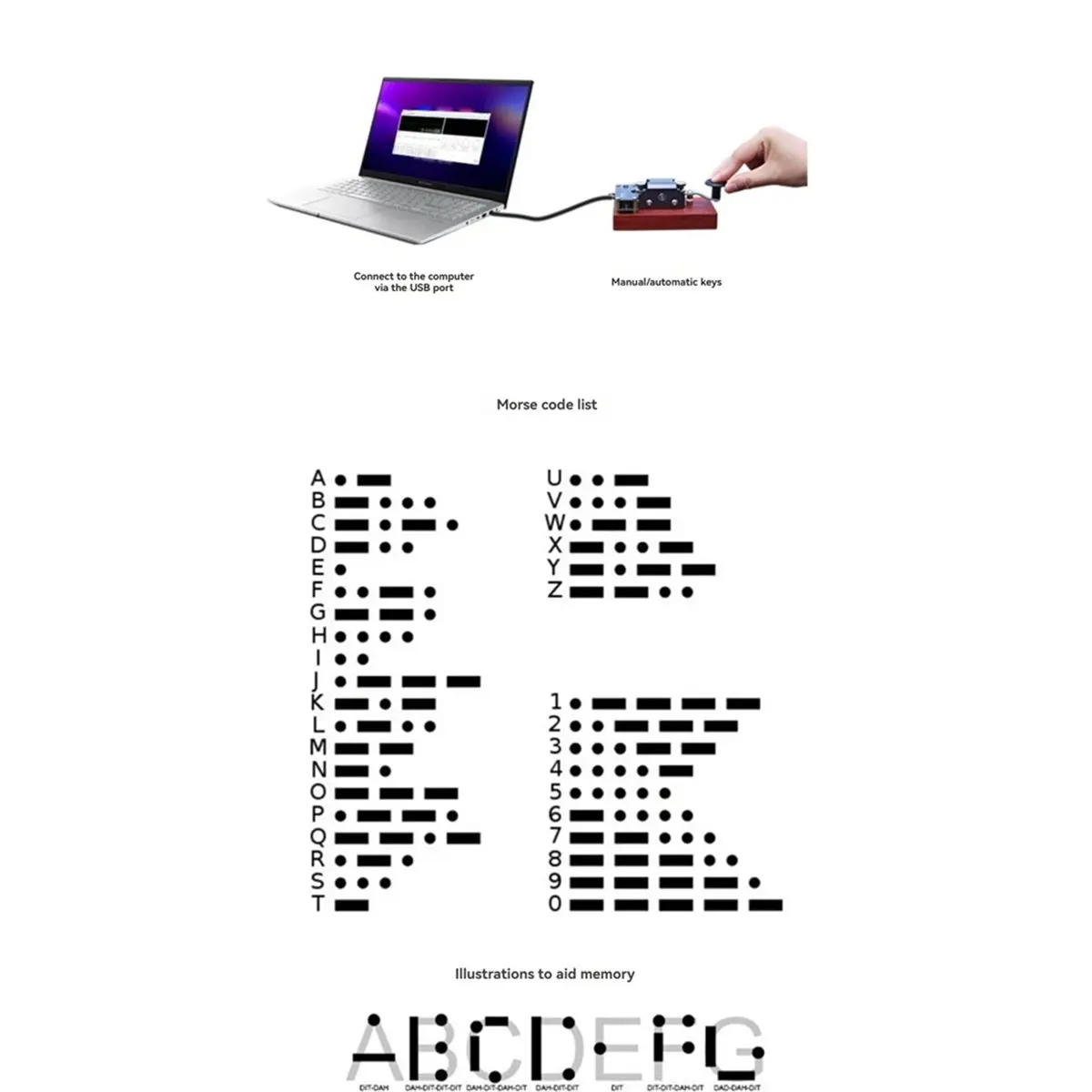 

USB-кабель для компьютера с азбукой Морзе Коммуникационный кабель USB на 3,5 мм для автоматического/ручного тренера Морзе SW