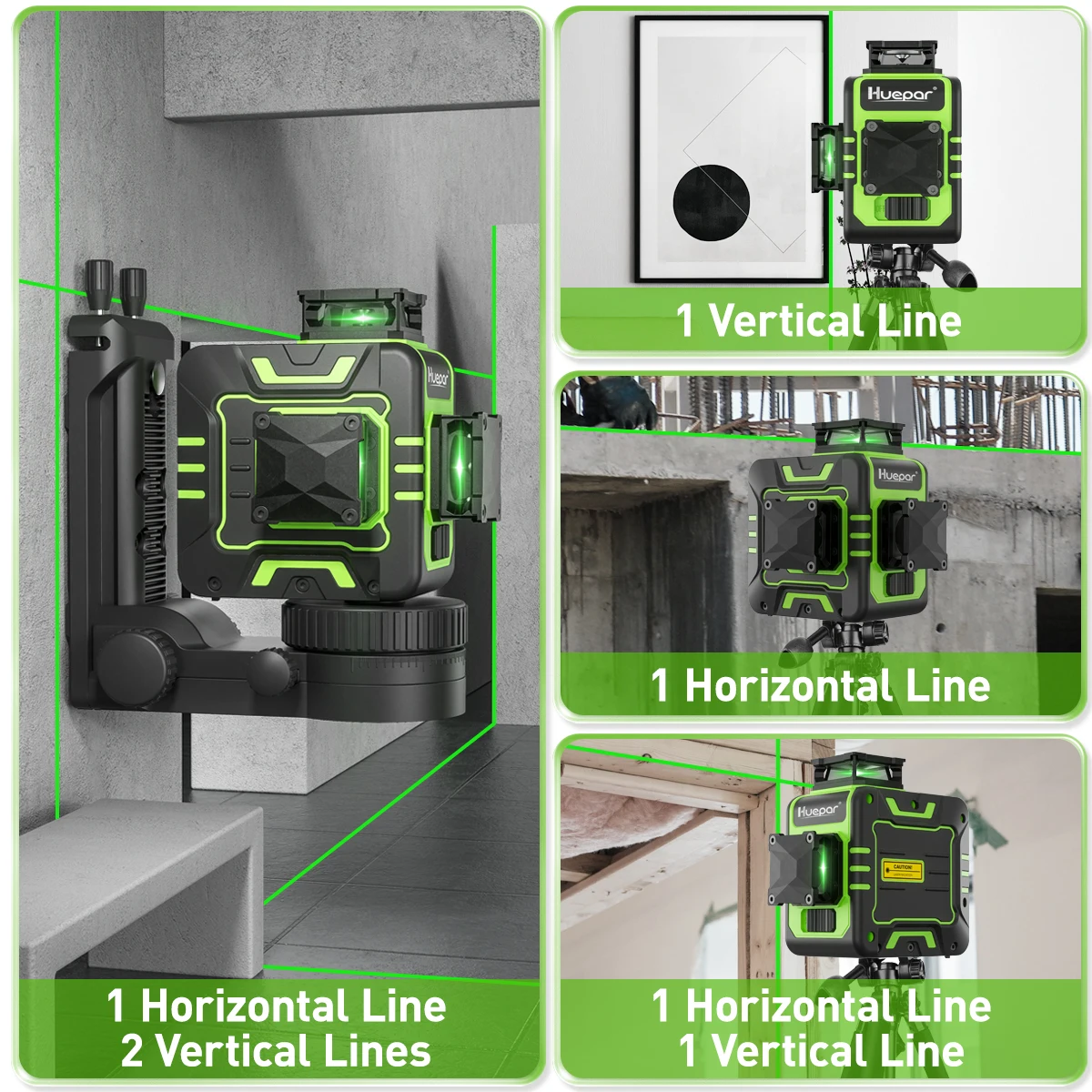 Imagem -05 - Huepar-janela Laser com Tipo-c Bateria Li-ion 360 ° Auto-nivelamento Rotatable Nível Laser Verde Alemanha Osram 12 Linhas