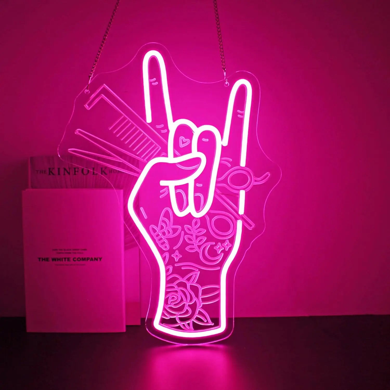 صالون الشعر LED النيون تسجيل لديكور الحائط الوردي ثلاثية الأبعاد نقش ضوء ديكور المنزل للأعمال غرفة نوم نادي متجر الحفلات USB الطاقة #1