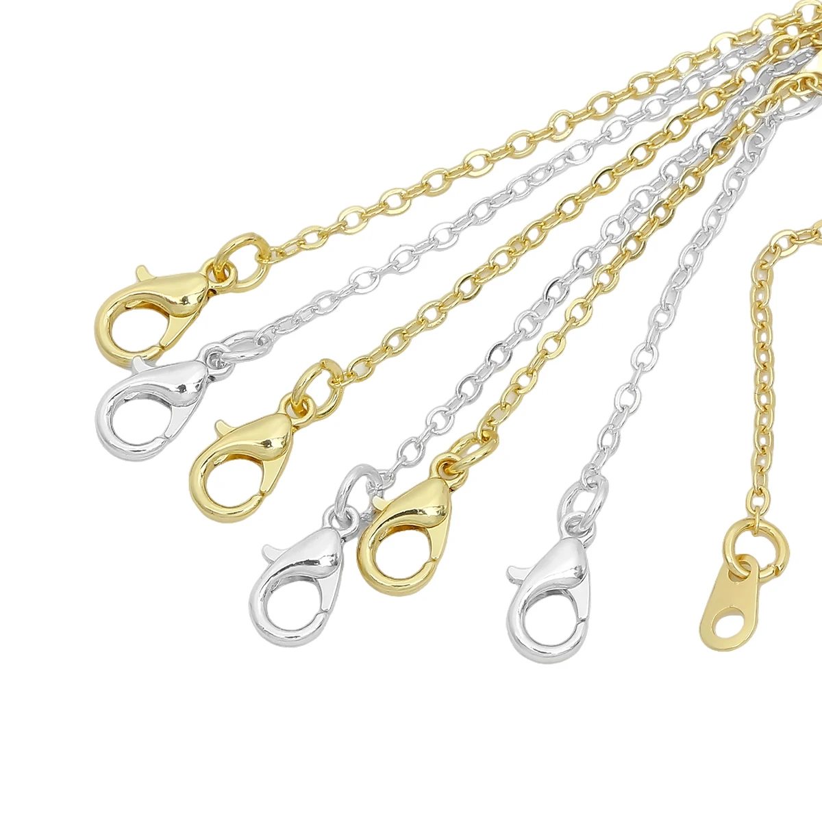 50/75/100mm 14K Gold Plated Brass Adjuster Extender Chain with Lobster Clasps For DIY  Bracelet Necklace Jewelry Making