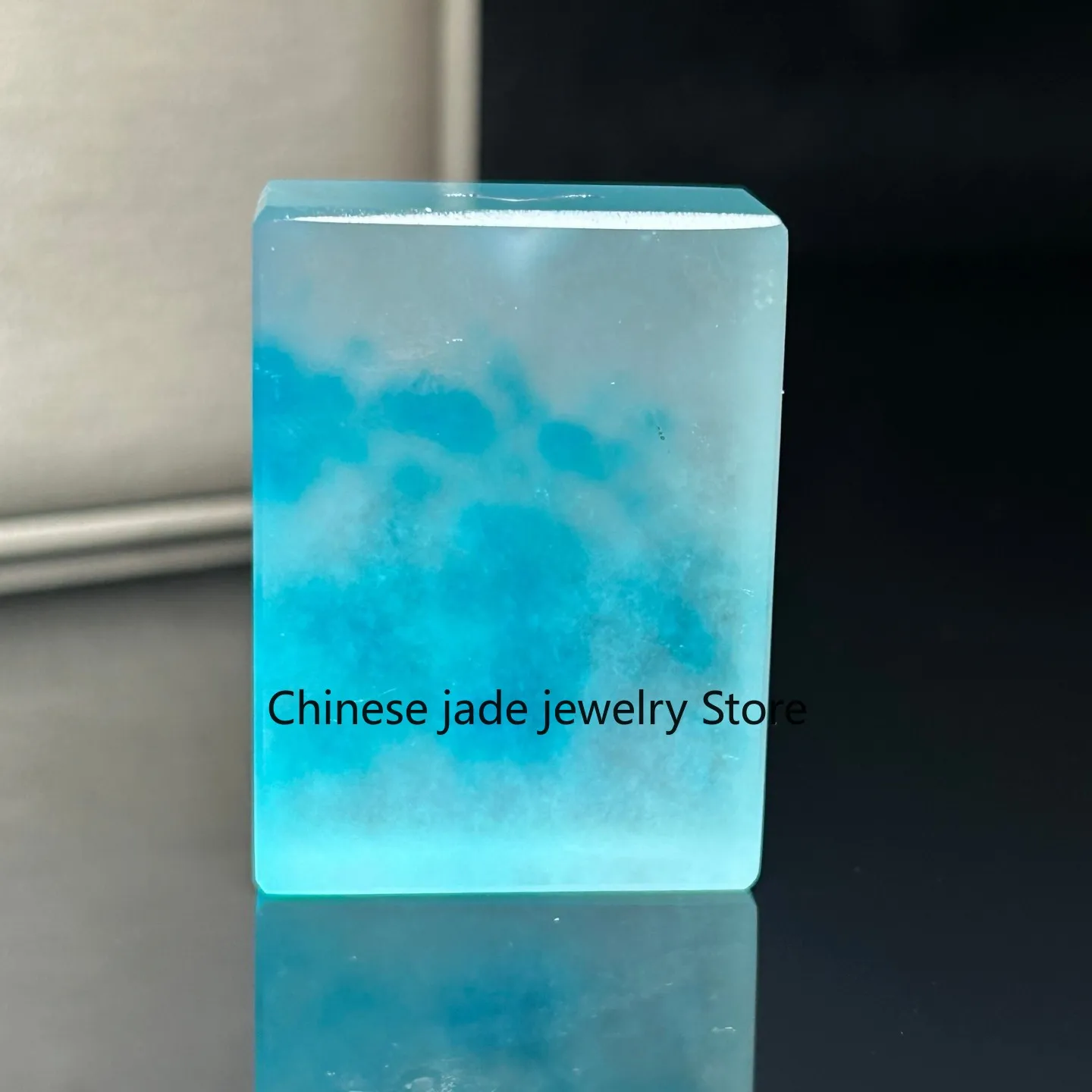 Real Natural High Ice Blue Burme Jade Jadeite amulet Pendant & Necklace