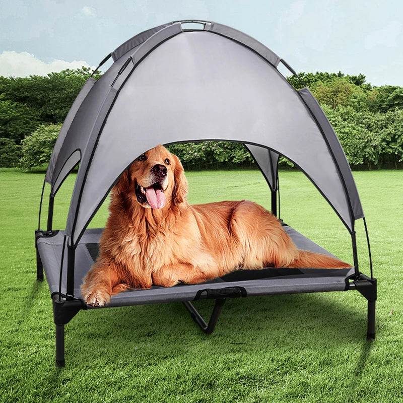 

Foldable Dog Bed Pet Tent Nest Removable Canopy Mesh Breathable Double Layer Elevated Sunscreen for Outdoor Travel Camping