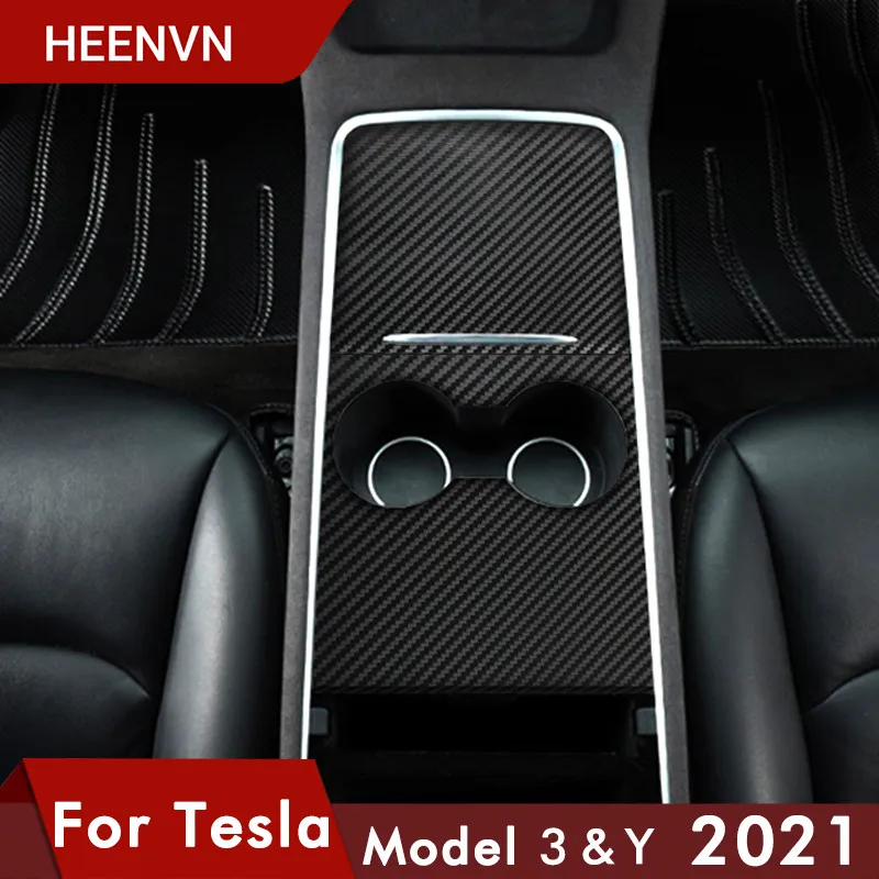 ModelY 2023 Center Console Panel Sticker per Tesla Model 3 Y 2021 2022 ABS Wood Grain Film Carbon Cover Car Interior