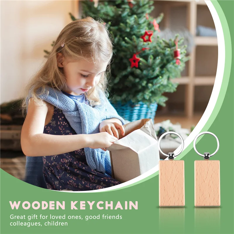 

GO-20Pcs Blank Wooden Key Chain Diy Wood Keychains Key Tags Gifts Yellow