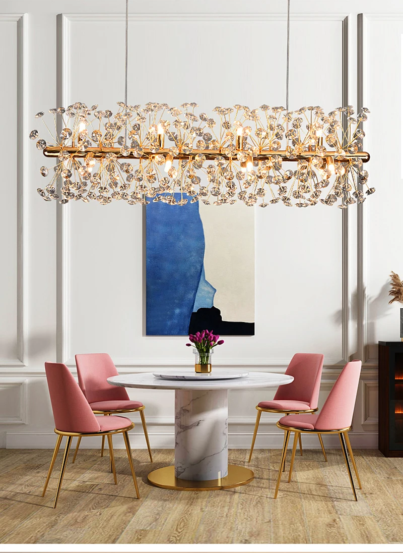 Modern Chandelier Lights For Dining Room K9 Crystal Lamp Dandelion  Design Island Cabinet Chandeliers Decoration Lighting