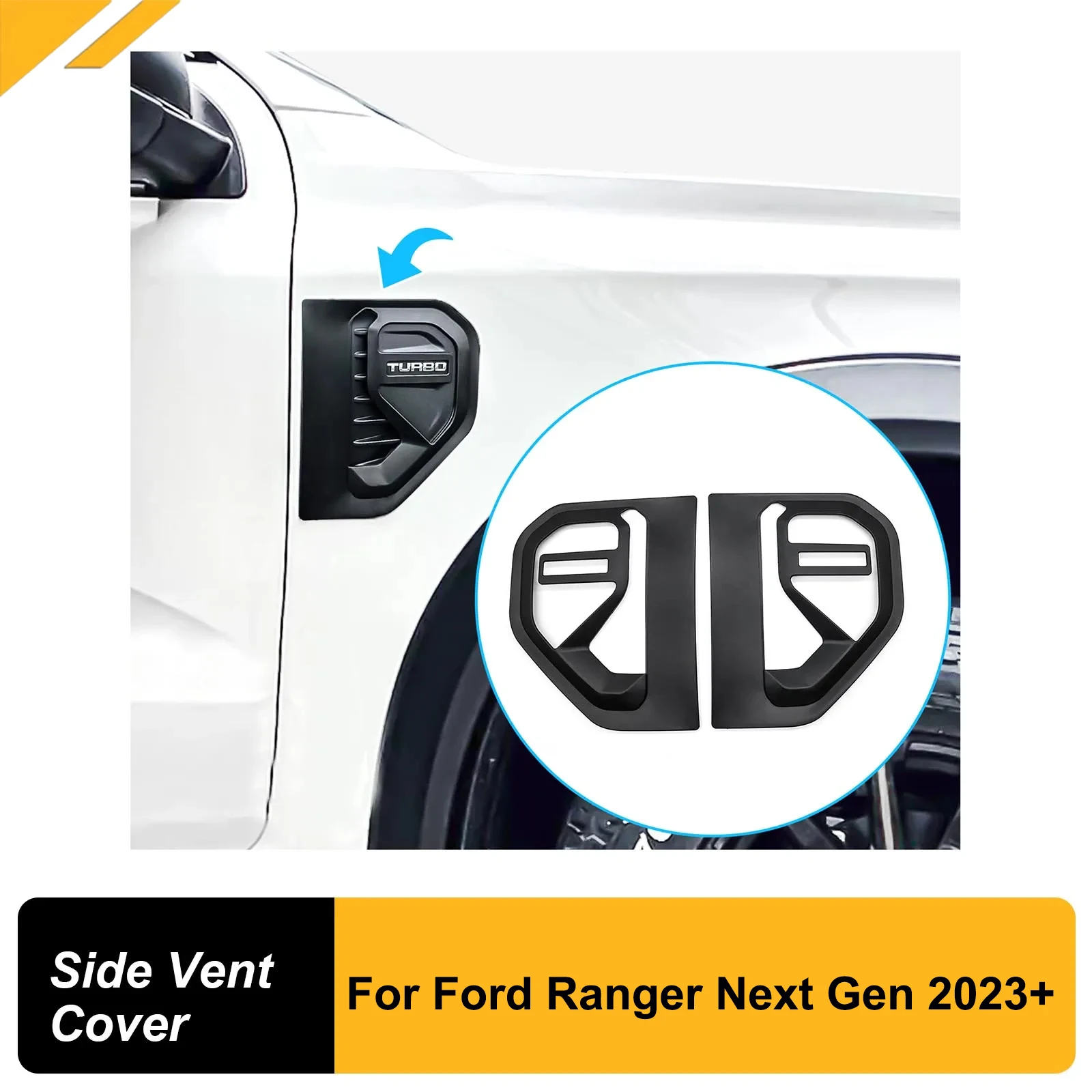 

Side Vent Black Covers Trims For Ford Ranger Wildtrak Sport XLT XLS XL T9 2023 -2025 Only Turbo Car Styling Next Gen Accessories