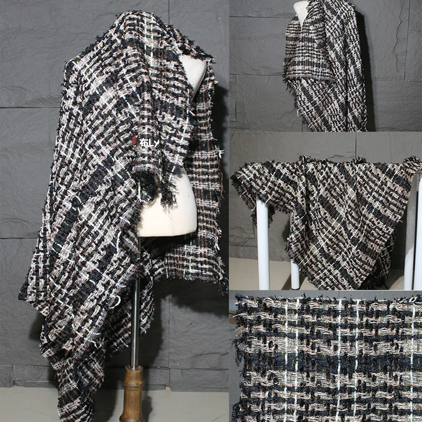 Gold Wire Woven Tweed Fabric, Elegant Lady Style For Autumn Winter, DIY Dress, Vest, Bag, High-End Designer Apparel Material