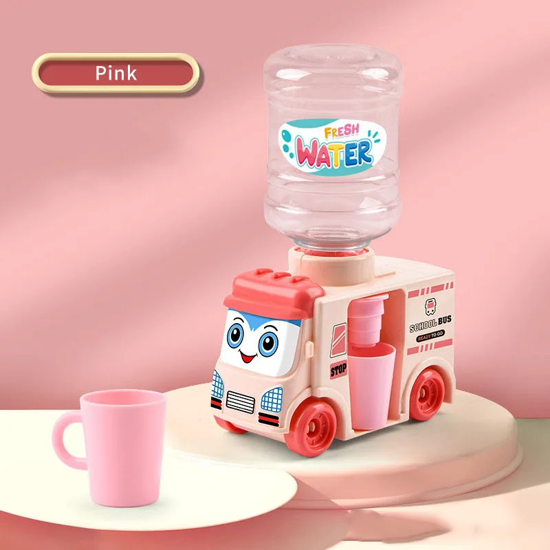 Kinder Mini Bus Water Dispenser Speelgoed Met Schattig Roze Blauw Koud/Warm Water Sap Drinkfontein Simulatie Zomer Keuken Speelgoed