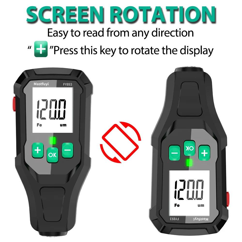 MASTFUYI 0.1 Micron Precision Coating Thickness Gauge, 0-1300 Microns, Car Paint Film Tester for FE/NFE Surfaces