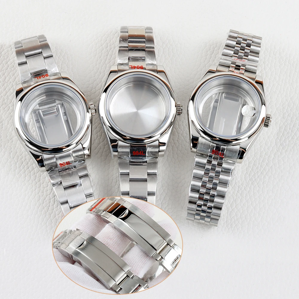

36mm/39mm Watch Case 20mm Oyster/Jubilee Strap Brushed Polished Stainless Steel for Datejust NH35 NH36 Movement 28.5mm Dial