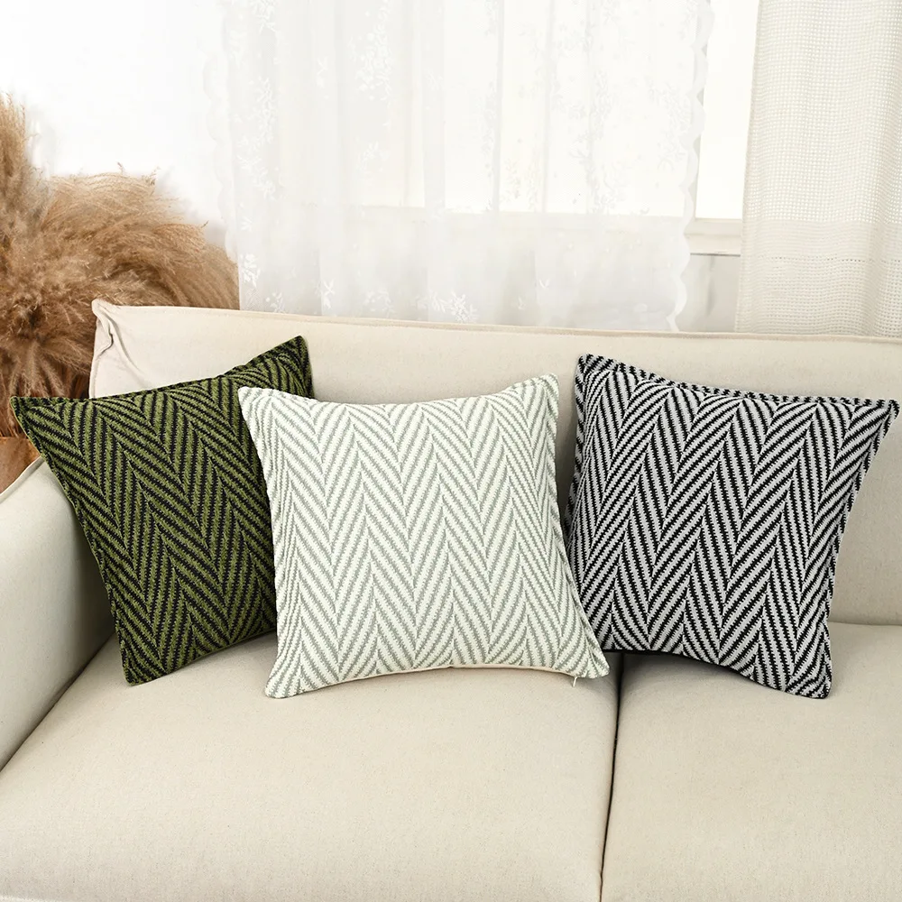 Retro Herringbone Chenille Jacquard Throw Pillowcase Cojines Living Room Sofa Decoration Pillow Cover Headboard Cushion Covers
