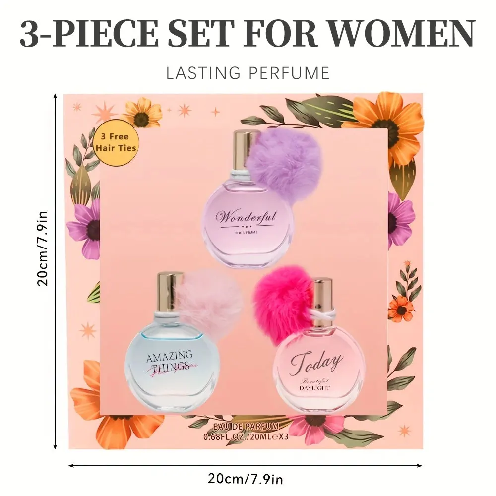 Women's Fragrance Sets 3 Pcs 0.68fl.oz/20ml Eau de Parfum Spray Gift for Women Long Lasting Fragrance Women's Mini Perfume Set f