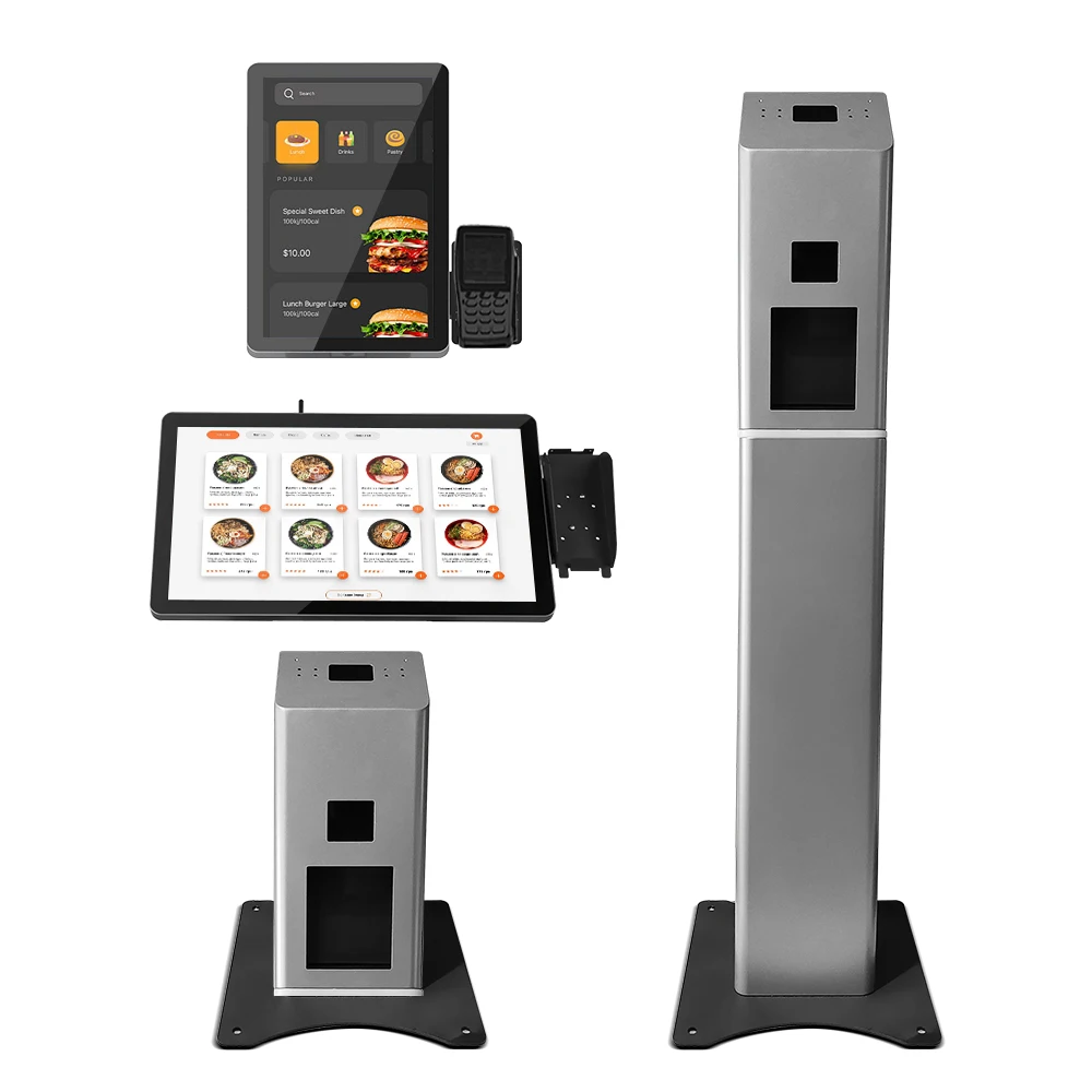 Use 21.5 Floor Booth Bill Cafeteria Order Touch Screen Burger Kisok Food Ordering Kiosk