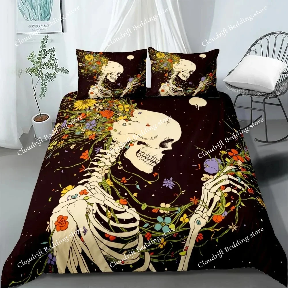 

Hand Painting Crow Skull Bedding Set Single Twin Double Queen King Cal King Size Bed Linen Set
