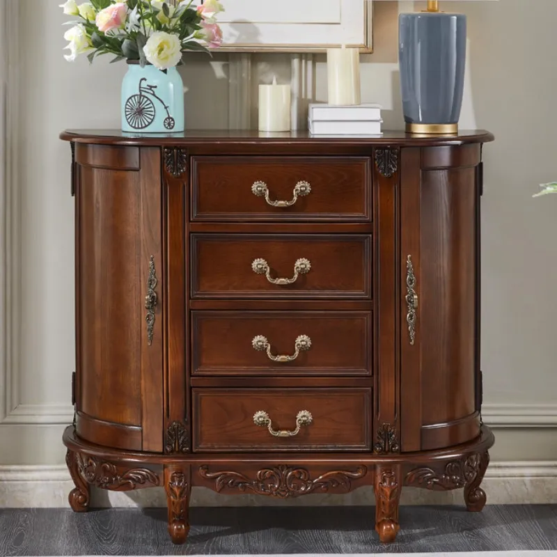 PYH solid wood porch cabinet, dining side locker, beautifully carved semicircular chest of drawers against the wall