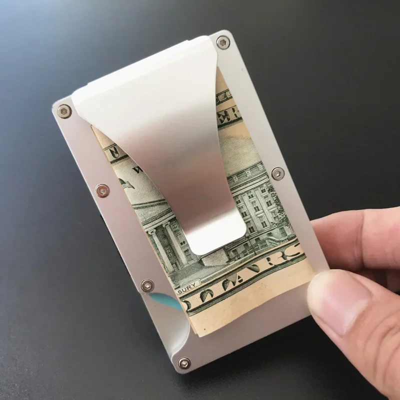 Nuovo Sottile Supporto di Carta di Alluminio di Credito ID del Supporto di Carta Uomo Mini Portafoglio con RFID Anti-furto di Protezione In Metallo Soldi cassa di Carta Della Clip