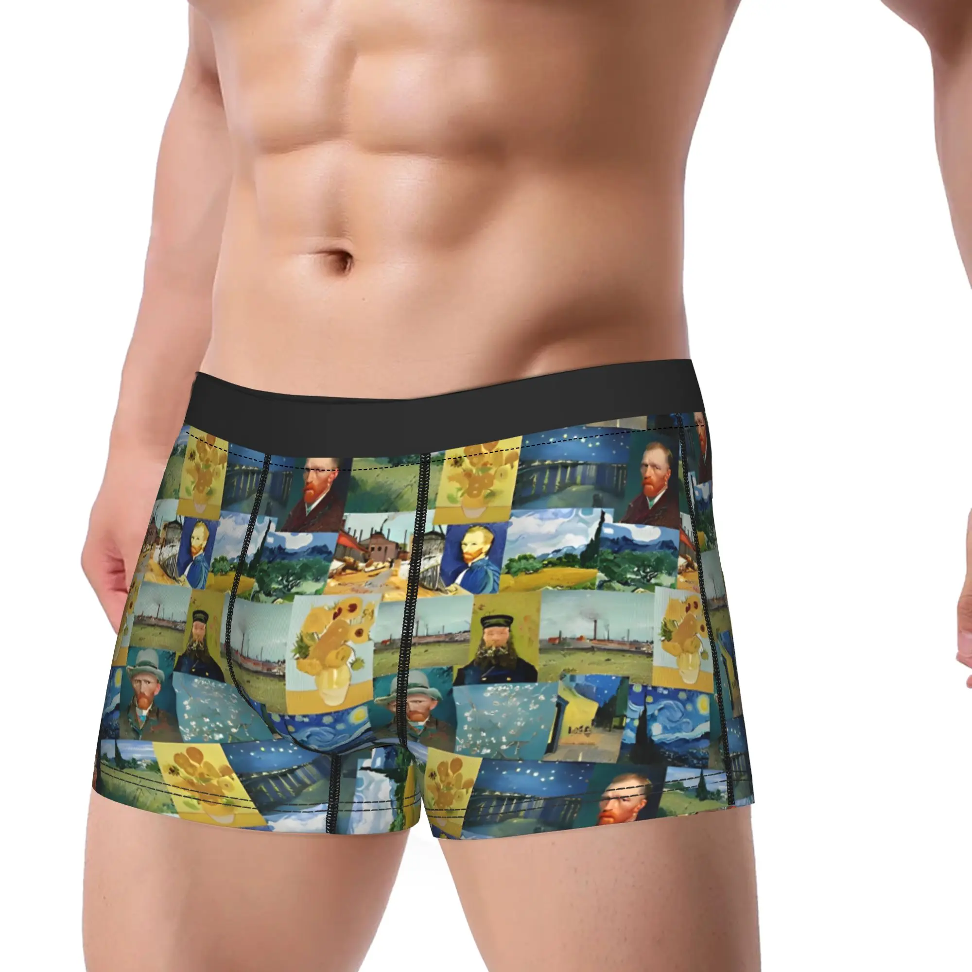Van Gogh Underwear sef portrait Customs Boxershorts Quality Men's Underpants Novelty Shorts Briefs Birthday Gift