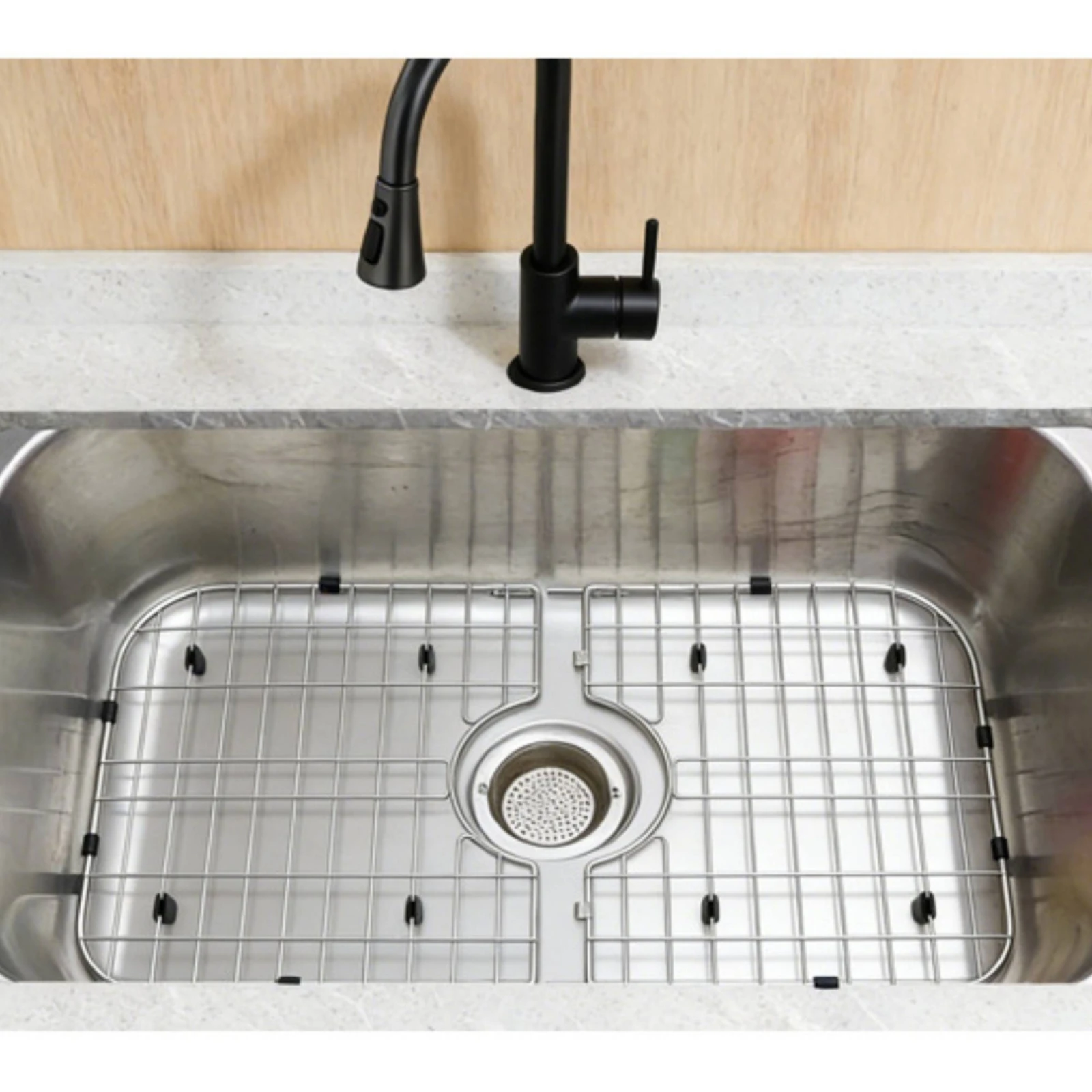 

Rectangular Sink Drain Rack Detachable Sink Drain Rack Kitchen Hardware Black Connector Clips Silver