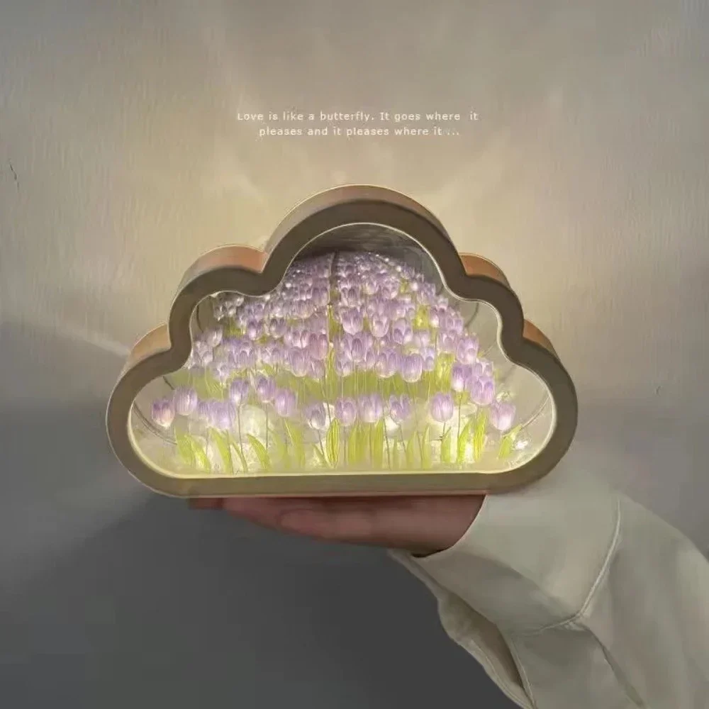 Imagem -05 - Handmade Flower Sky Night Light Faça Você Mesmo Tulipa Transparente Espelho de Luz Luz Noturna Dia dos Namorados Presente de Ano Novo