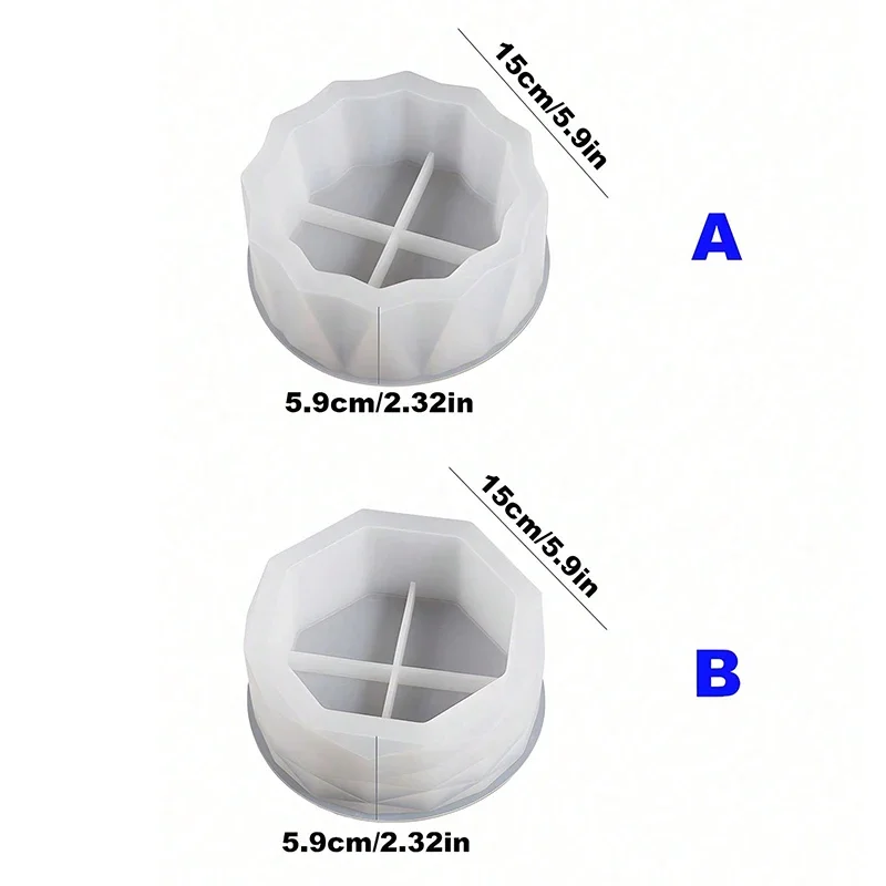 1 szt. Okrągłe fasetowane duży kwiat silikonowe formy DIY kryształowe kropla żywicy do klejenia cementu gipsowe pudełko do przechowywania świecznik