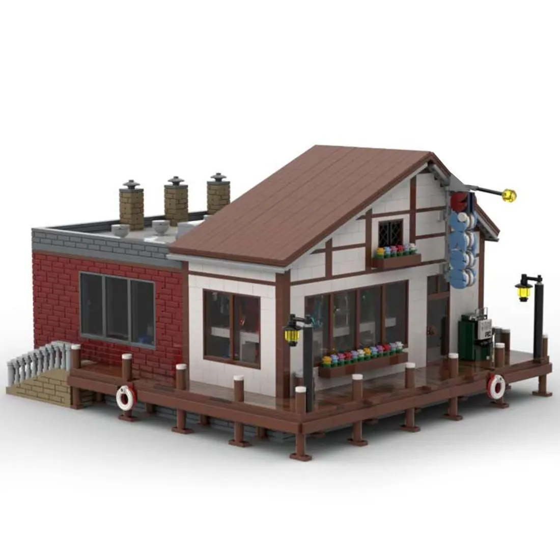 

Изготовленный на заказ стеклянный магазин MOC-79551 (3312 деталей) игрушки в подарок на Рождество