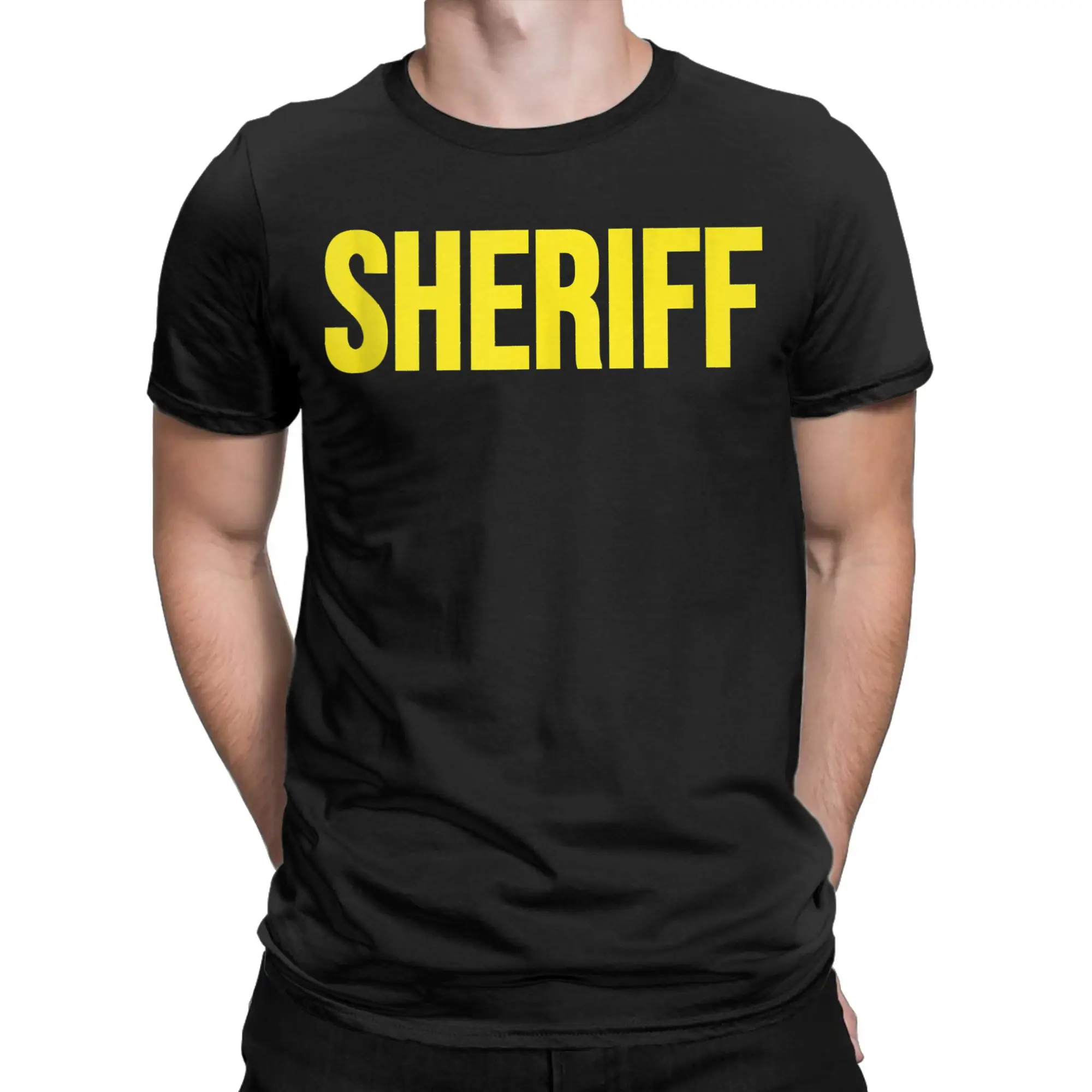 Koszulka Sheriff Law Enforcement Uniform Deputy Męska Vintage Bawełniana Koszulka z Okrągłym Dekoltem Krótki Rękaw Nowość