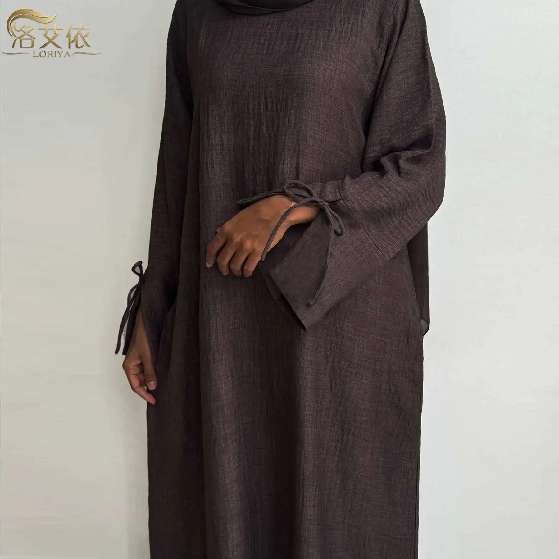 

2025loriya Dubai Türkiye Solid Casual Robe Lr946 Djellaba 2025 Muslim Long Dress Robe Abaya Ramadan Dubai Luxury Islam Elegant