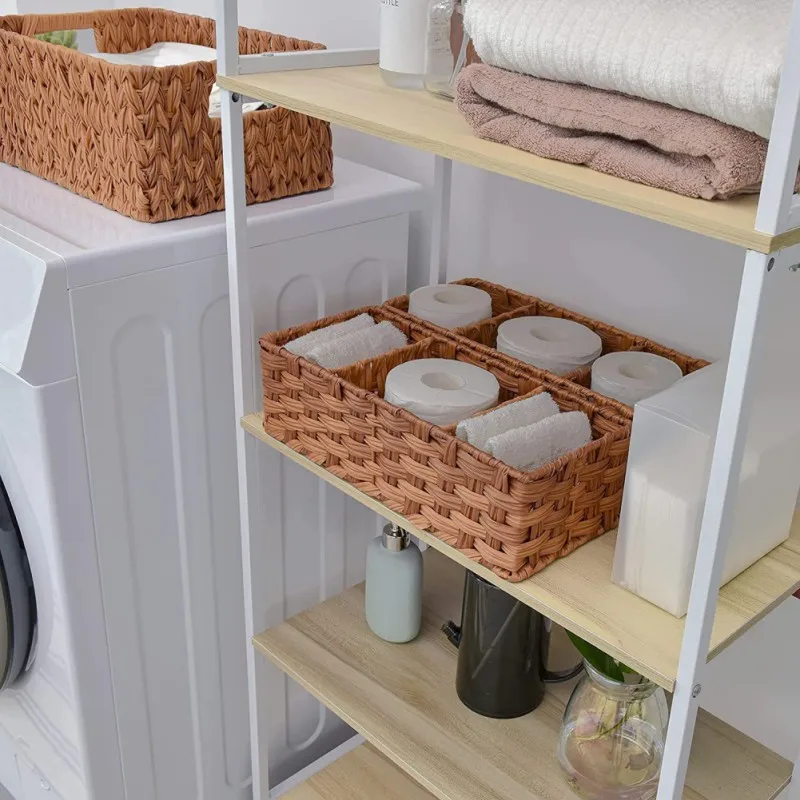 3 Grid Handwoven Storage Basket Rattan Storage Basket Bread Fruit Breakfast Tea Picnic Basket Rectangular Kitchen Storage Box