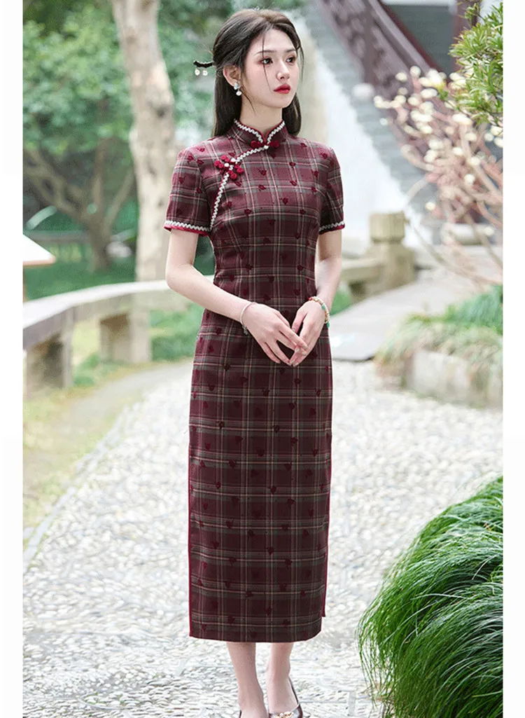 كم قصير طويل تشيباو الساتان شيونغسام أنثى مثير زهرة تشيباوس النمط الصيني مأدبة ثوب Vestidos