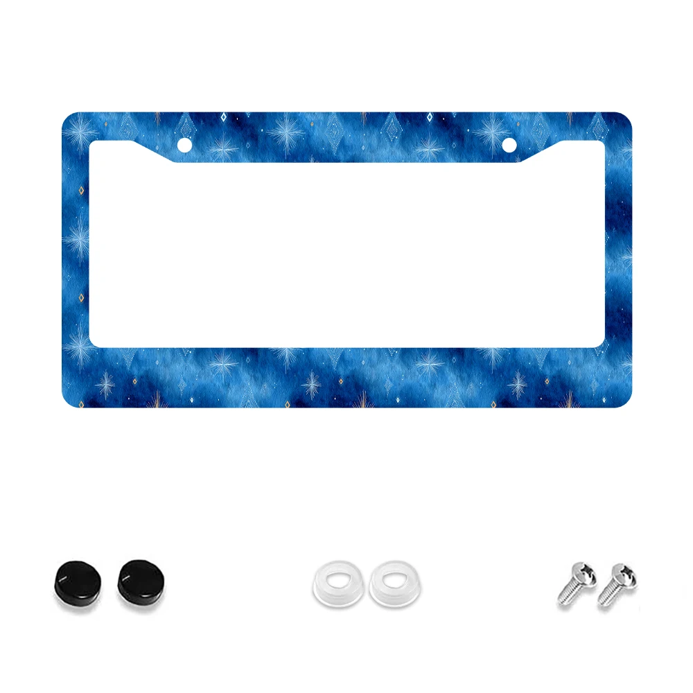 1 قطعة نمط النجمة الزرقاء 2 حفرة إطار لوحة الرخصة مادة الألومنيوم 6x12 بوصة مع المسمار مجموعة الرجعية الجدة سيارة الديكور هدية