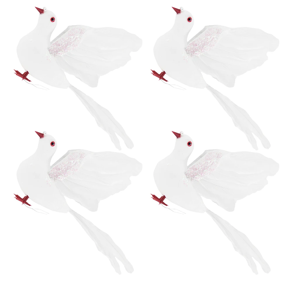 

4pcs Artificial Peace Dove Birds Spread Wing Feathered Design For Wedding Home Party Decor Craft Foam Bird Xmas Tree Ornament