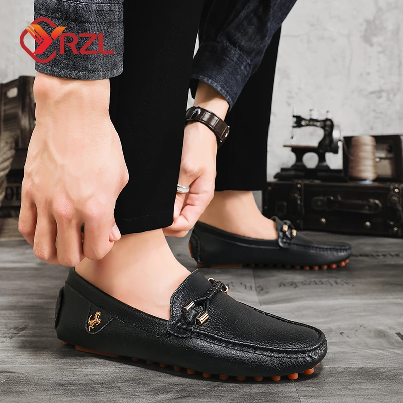 YRZL Loafers for Men 2024 New Handmade Moccasins Men Flats Casual Leather Shoes Luxury Comfy Mens Loafers Size 48 Shoes for Men