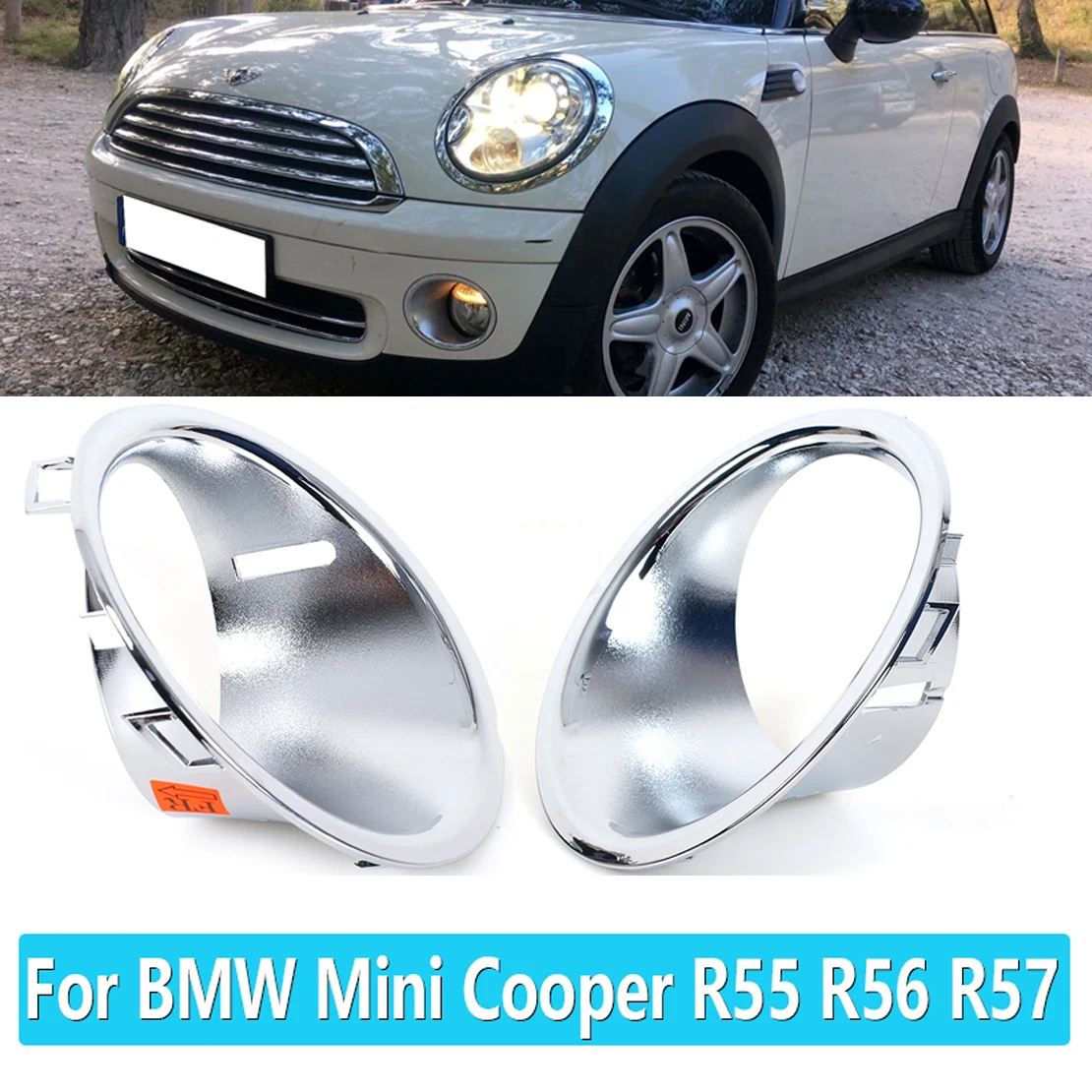 

Front Fog Light Lamp Chrome Trim Ring Cover For BMW Mini Cooper R55 R56 R57 Petrol Car 51112753661 51112753662 Accessories