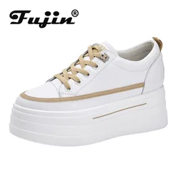 Fujin 7cm Platform Wedge Sneakers Chunky Shoes vera pelle donna estate primavera autunno Walking imbottito supportive Fashion