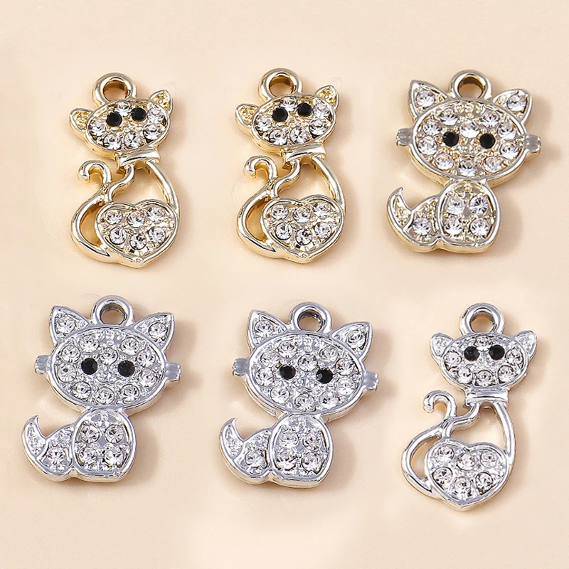 

Leslie 10pcs Delicate Pendants Crystal Cat Charms for Bracelet Necklace Earring diy Jewelry Making Accessories Wholesale